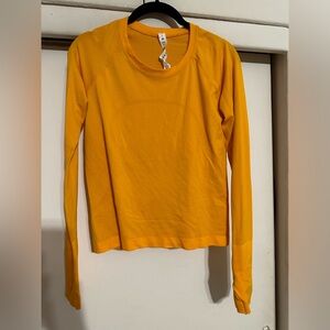 Lululemon Swiftly Tech Long Sleeve Crop Orange Clementine Shirt 8